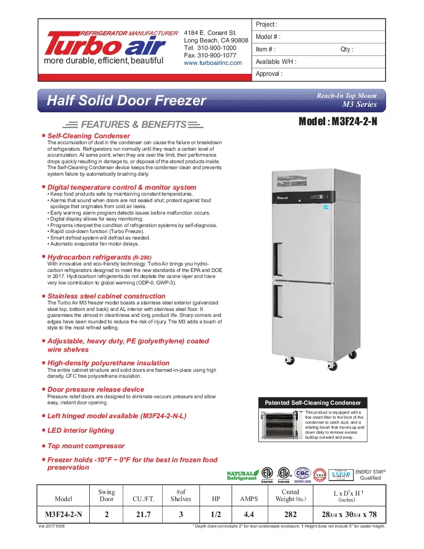 turbo-air-m3f24-2-n-freezer-reach-in-115v-one-section-self-contained-specsh-260726egqnai.pdf