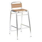 Florida Seating , BAL-601 ALUM/TEAK, Bar Stool, Outdoor